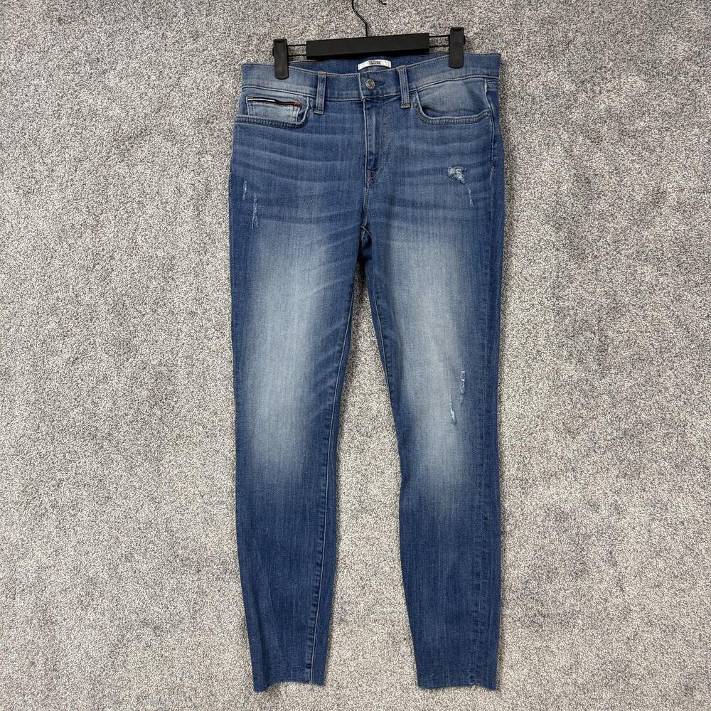 Tommy Hilfiger Denim Jeans Womens 10 31x28.5 Blue Mid Rise Skinny Distressed